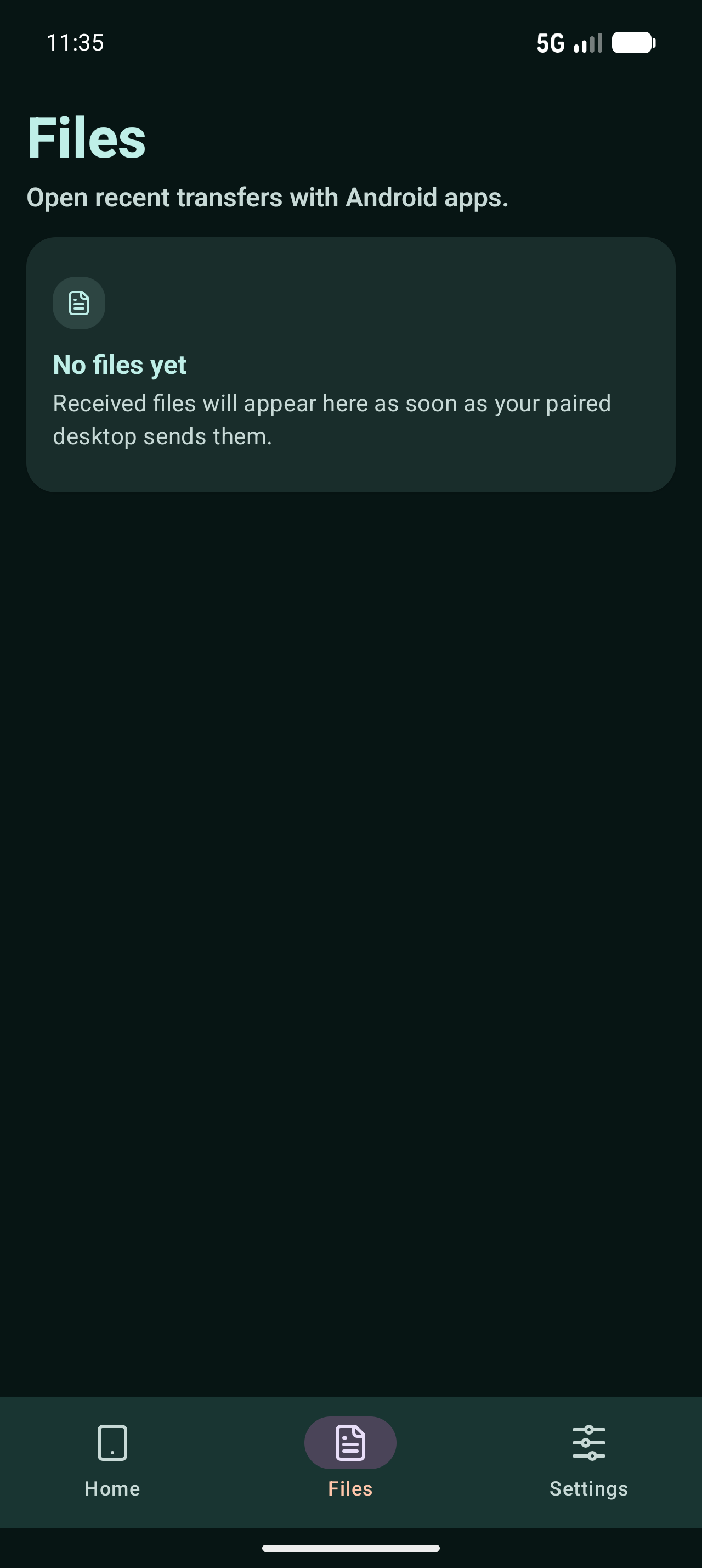 DropDroid received files screen